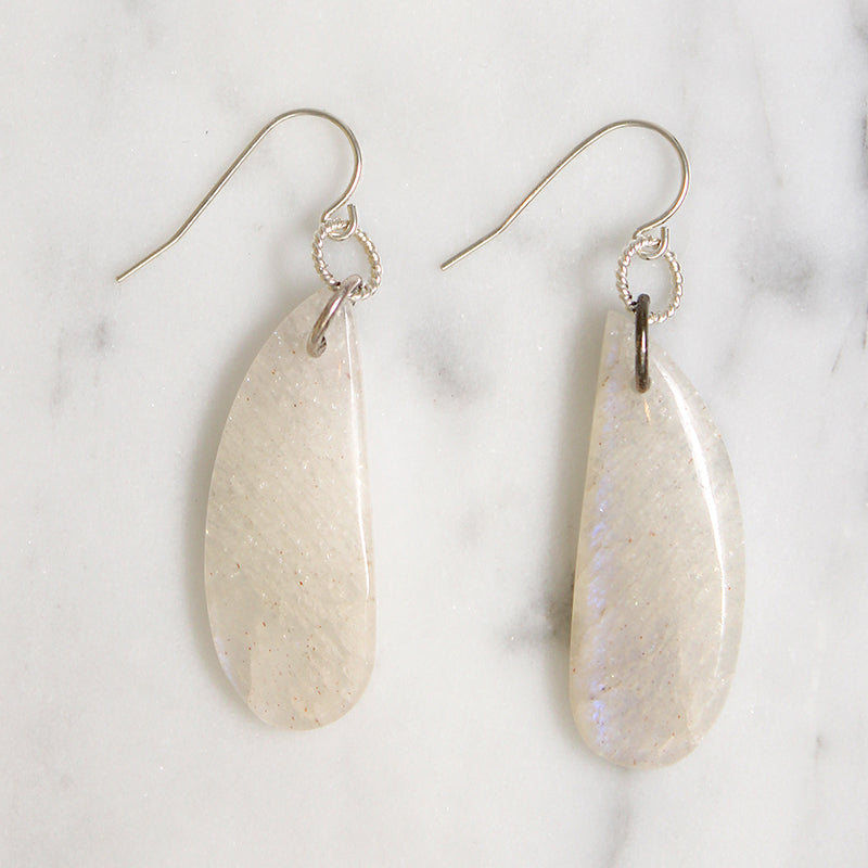 Shimmering Moonstone & Sterling Silver Earrings by Brin