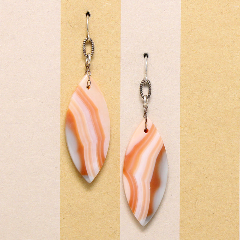 Banded Agate & Sterling Silver Earrings by Brin