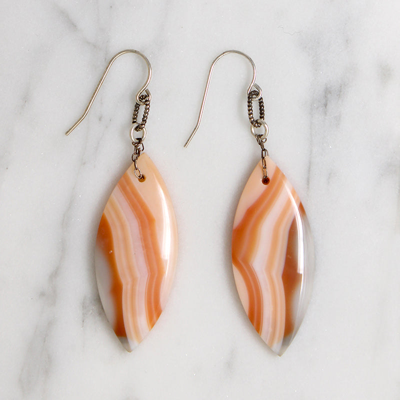 Banded Agate & Sterling Silver Earrings by Brin