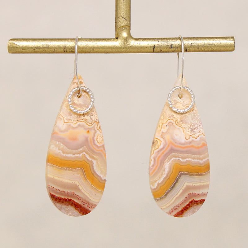 Striking Agate Tear Drops & Sterling Earrings by Brin