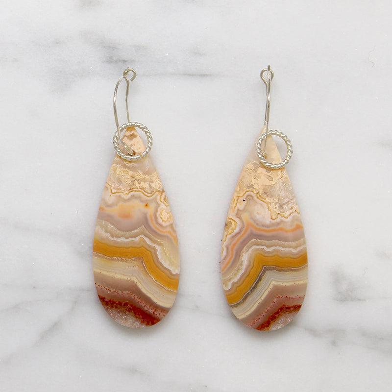 Striking Agate Tear Drops & Sterling Earrings by Brin