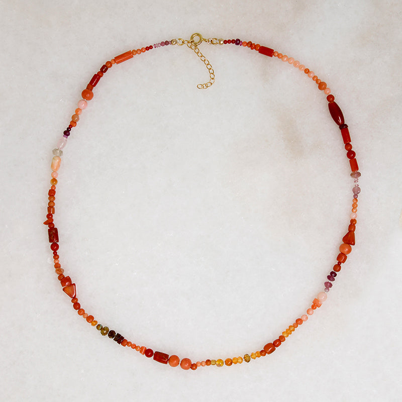 Tropical Sunset Gemstone Bead Necklace by Brin