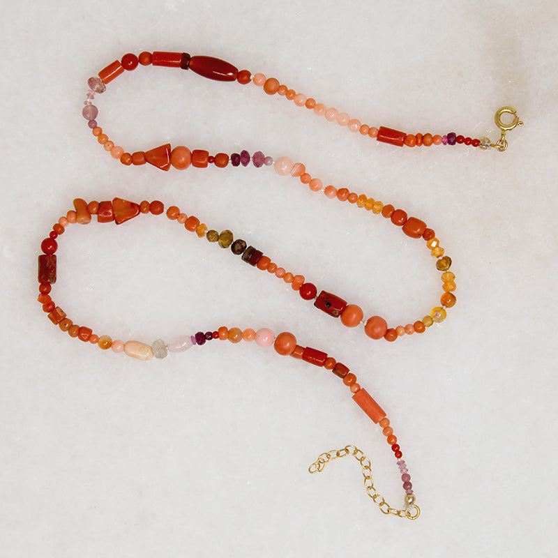 Tropical Sunset Gemstone Bead Necklace by Brin