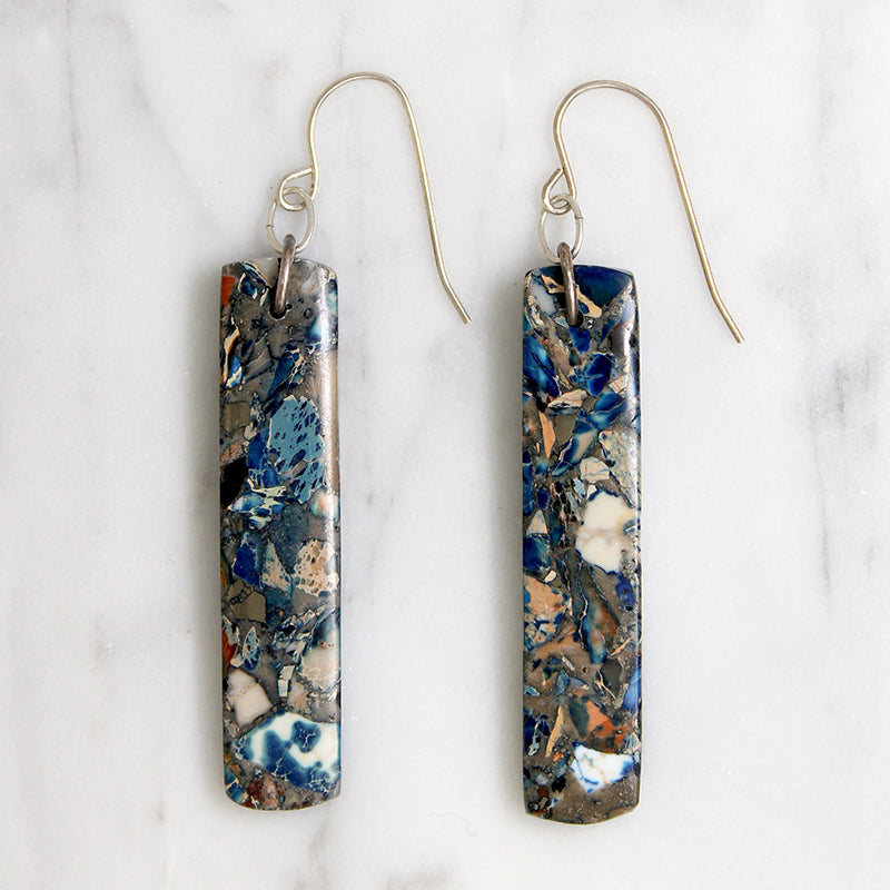 Unexpected Lapis Pillar & Sterling Earrings by Brin