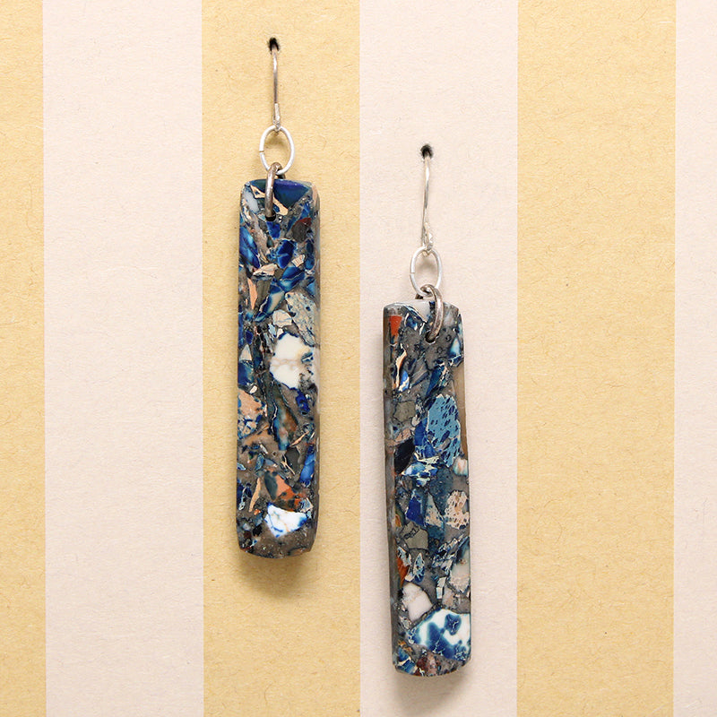 Unexpected Lapis Pillar & Sterling Earrings by Brin