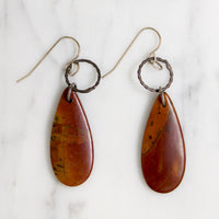 Vibrant Jasper Tear Drops & Silver Earrings by Brin