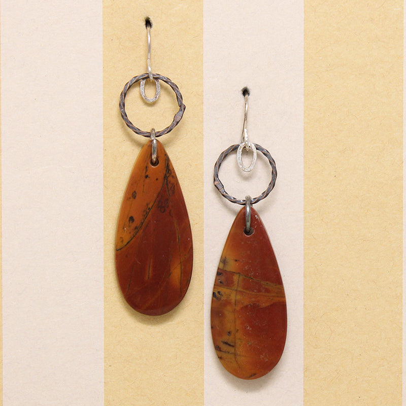 Vibrant Jasper Tear Drops & Silver Earrings by Brin