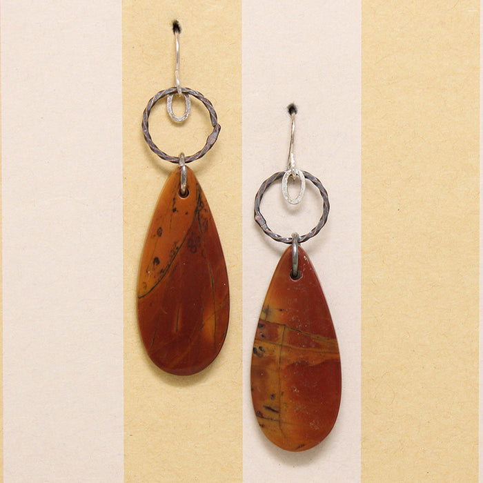 Vibrant Jasper Tear Drops & Silver Earrings by Brin