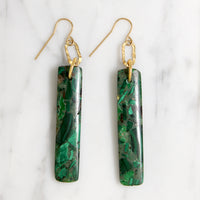Brilliant Green Malachite Pillar Earrings by Brin