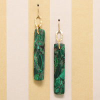 Brilliant Green Malachite Pillar Earrings by Brin
