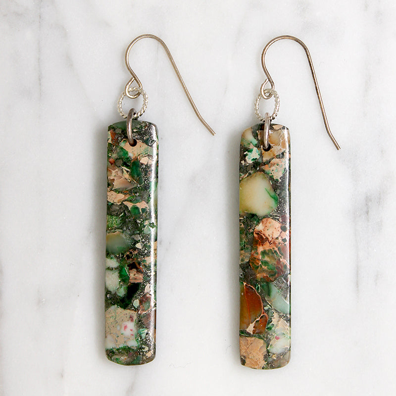 Unusual Malachite Pillar Earrings by Brin