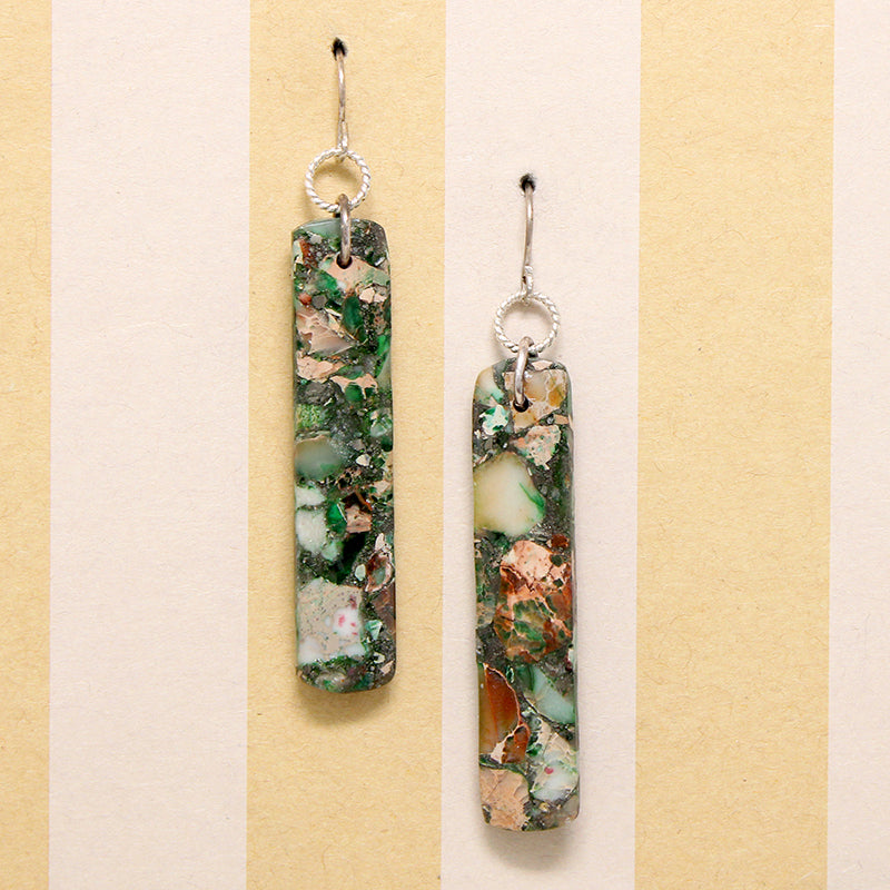 Unusual Malachite Pillar Earrings by Brin