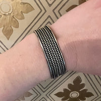 Herringbone Plait Silver Wire Cuff Bracelet
