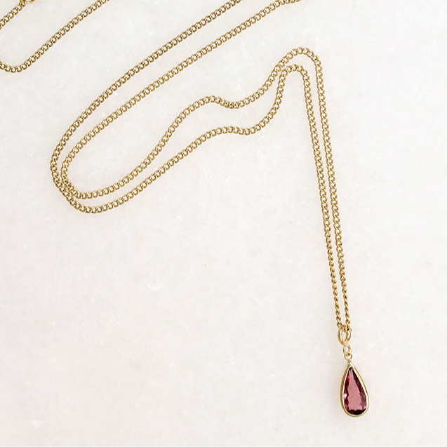 Blushing Pink Tourmaline on Curb Chain by Ancient Influences