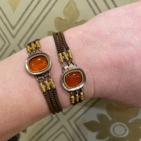 Victorian Woven Hair Bracelet with Carnelian & Gold Appointments