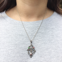Silver & Paste Giardinetti Pendant with Bird