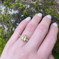 Fabulous Imperial Topaz in Diamond Set Platinum Ring