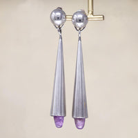 Amethyst & Sterling Mexican Modernist Earrings by Pineda