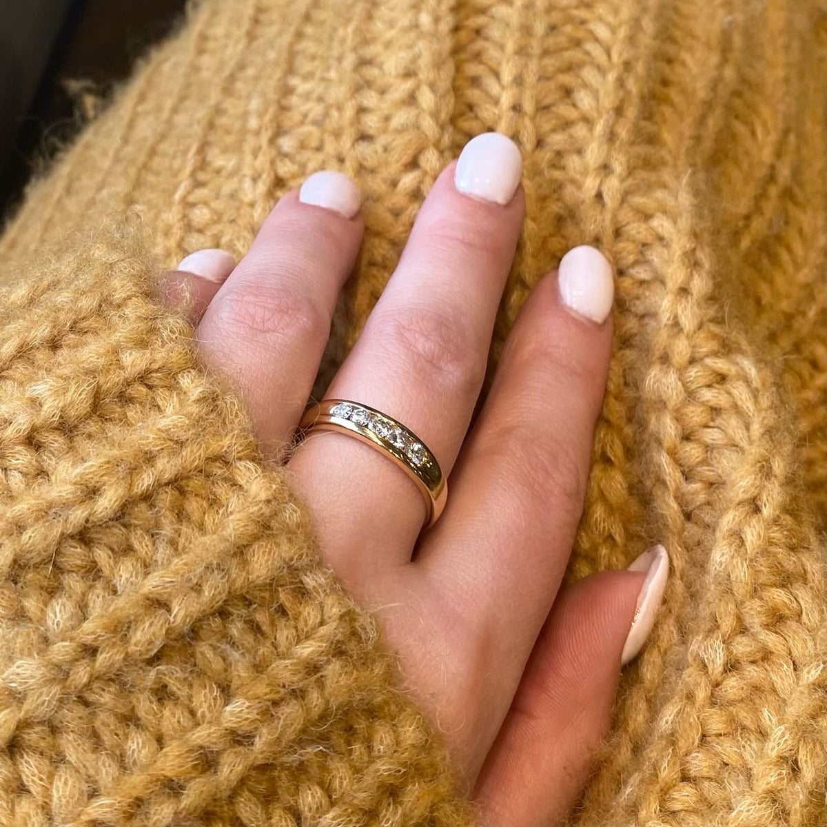 Handsome 14k Gold & Channel Set Diamond Band
