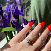 Artisan Sterling Silver Snake Ring with Garnet Eyes