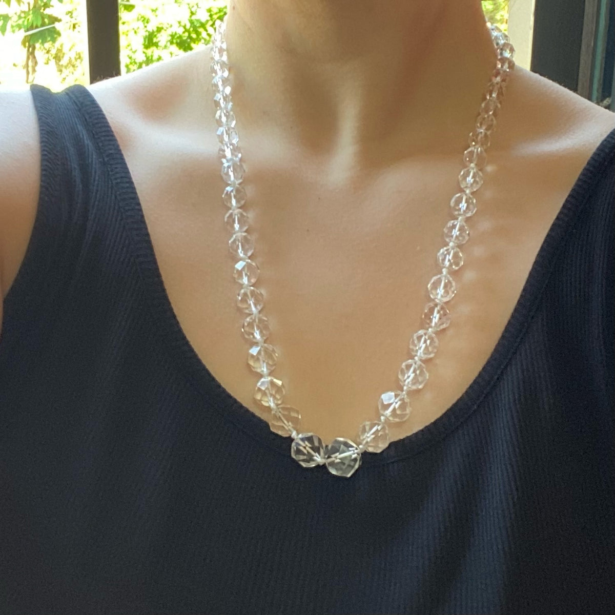 Glamorous Graduated Rock Crystal Bead Necklace