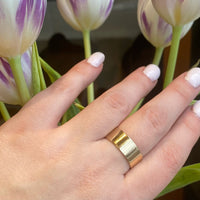 Wide Flat 14k Gold Band with Latin Inscription