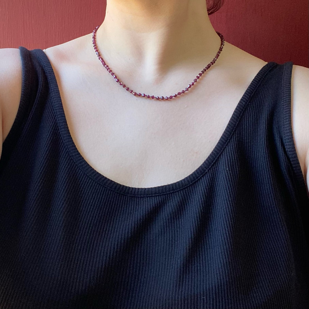 Antique Garnet & Cut Steel Bead Necklace