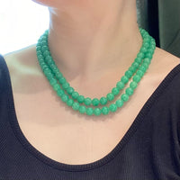 Double Strand of Green Peking Glass Beads