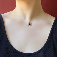 Sterling Silver Web Necklace with Onyx