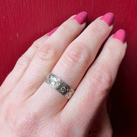 Engraved White Gold Dogwood Blossom Band