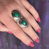 Double Shadowbox Malachite & Sterling Ring