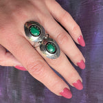 Double Shadowbox Malachite & Sterling Ring