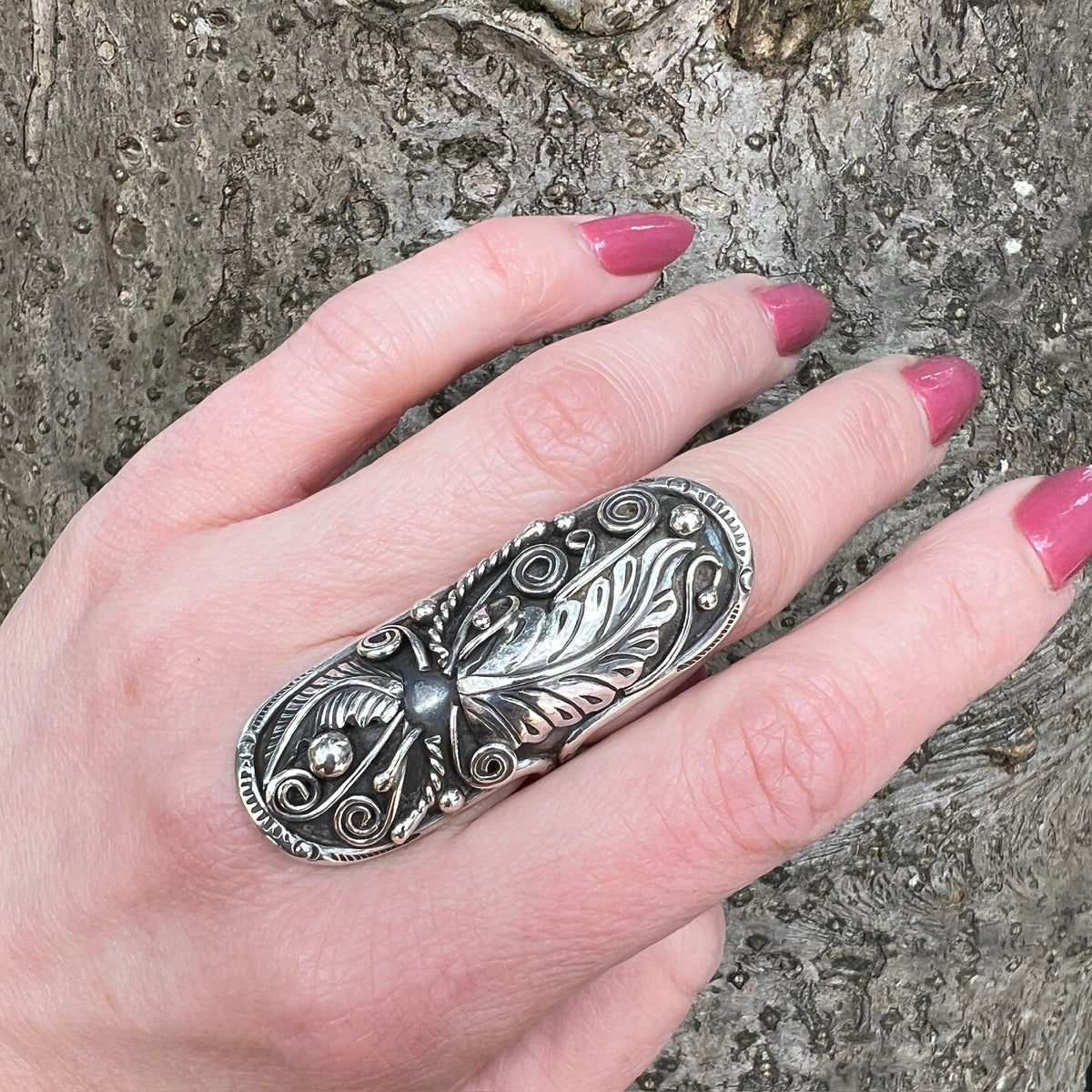 Stunning Sterling Shield-Shaped Statement Ring