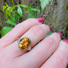 Romantic Citrine & White Gold Filigree Ring