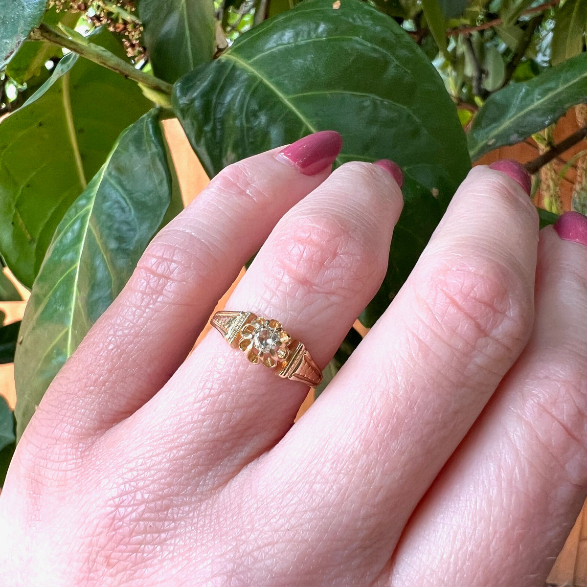 Eccentric Old Mine Cut Diamond Engagement Ring