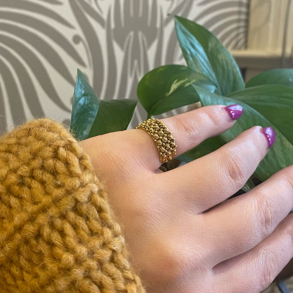 Exquisite Cannetille High Karat Gold Band