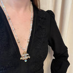 Aurora Borealis Beads & Brass Filigree Tassel Necklace