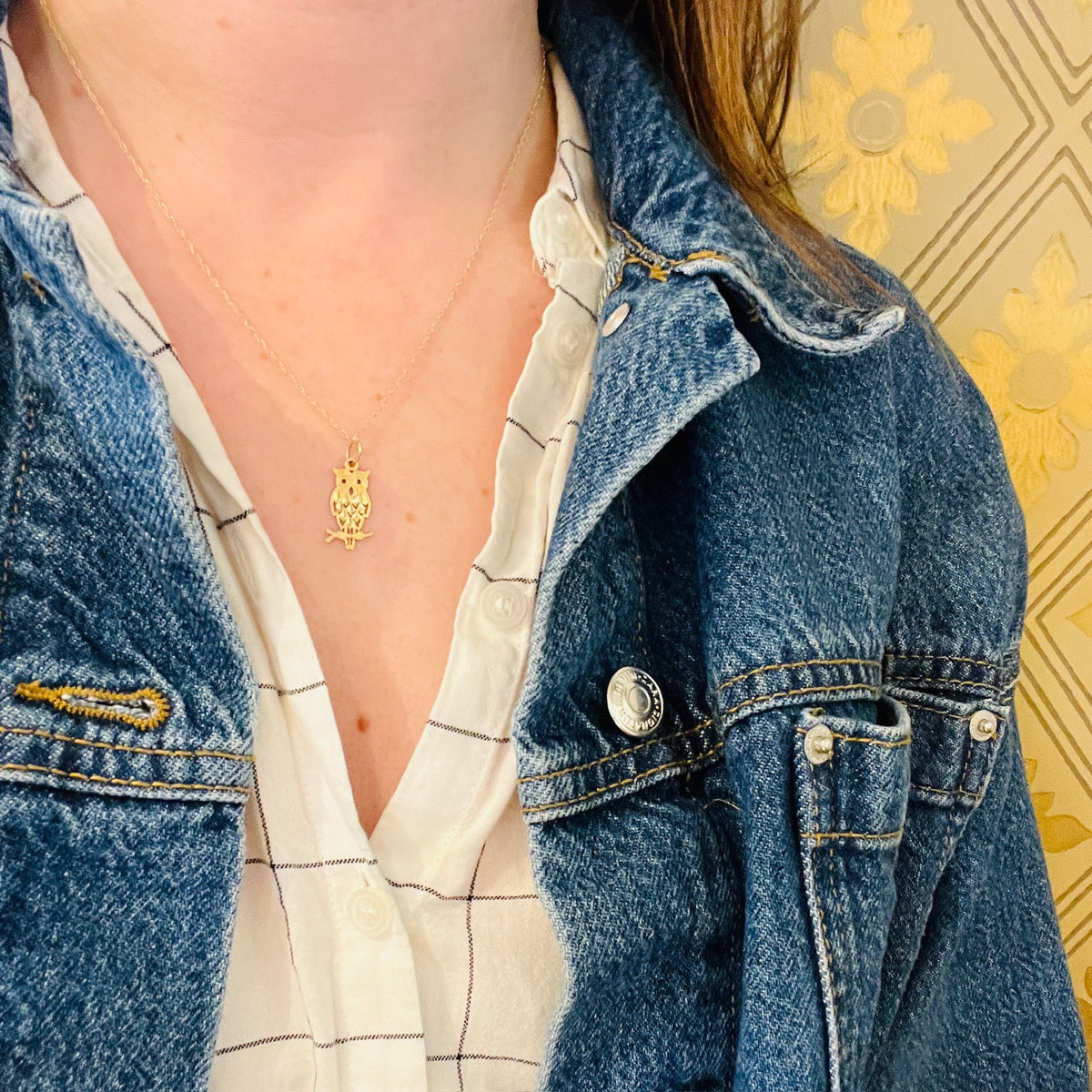 Darling 14k Gold Owl Charm Necklace