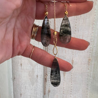 Moss Agate & Vintage Gold Bead Earrings by brunet