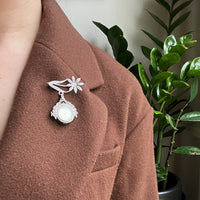 Sterling & Marcasite Flower Watch Brooch