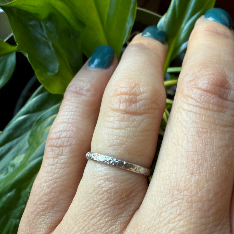 Belle's Beauty Diamond & Engraved Platinum Band