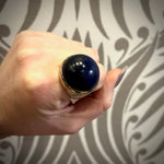 Fabulously Big Ball of Lapis Gold Ring