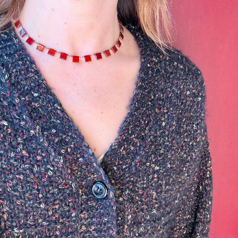 Carnelian & Sterling Art Deco Necklace