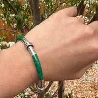 Vivid Green Malachite Inlay in Sterling Silver Bangle