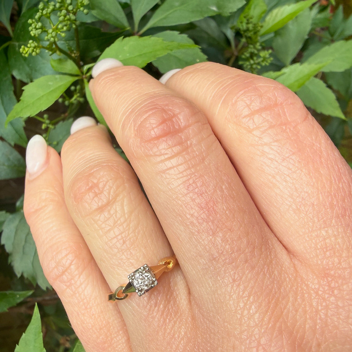 Industrial Retro Solitaire with Old Mine Cut Diamond