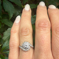 Romantic Mid Century Diamond & Platinum Bypass Ring