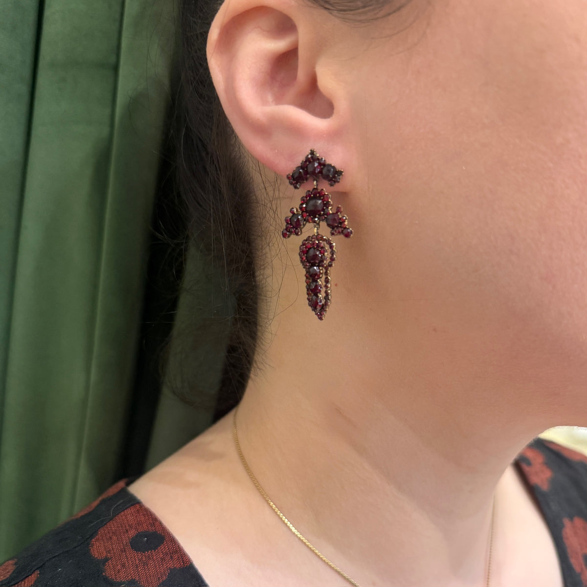 Magnificent Bohemian Garnet Drop Earrings