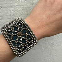 Cut Steel & Indigo Leather Bracelet by Ancient Influences
