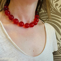 Pop Art Red Plastic Sphere Bead Necklace