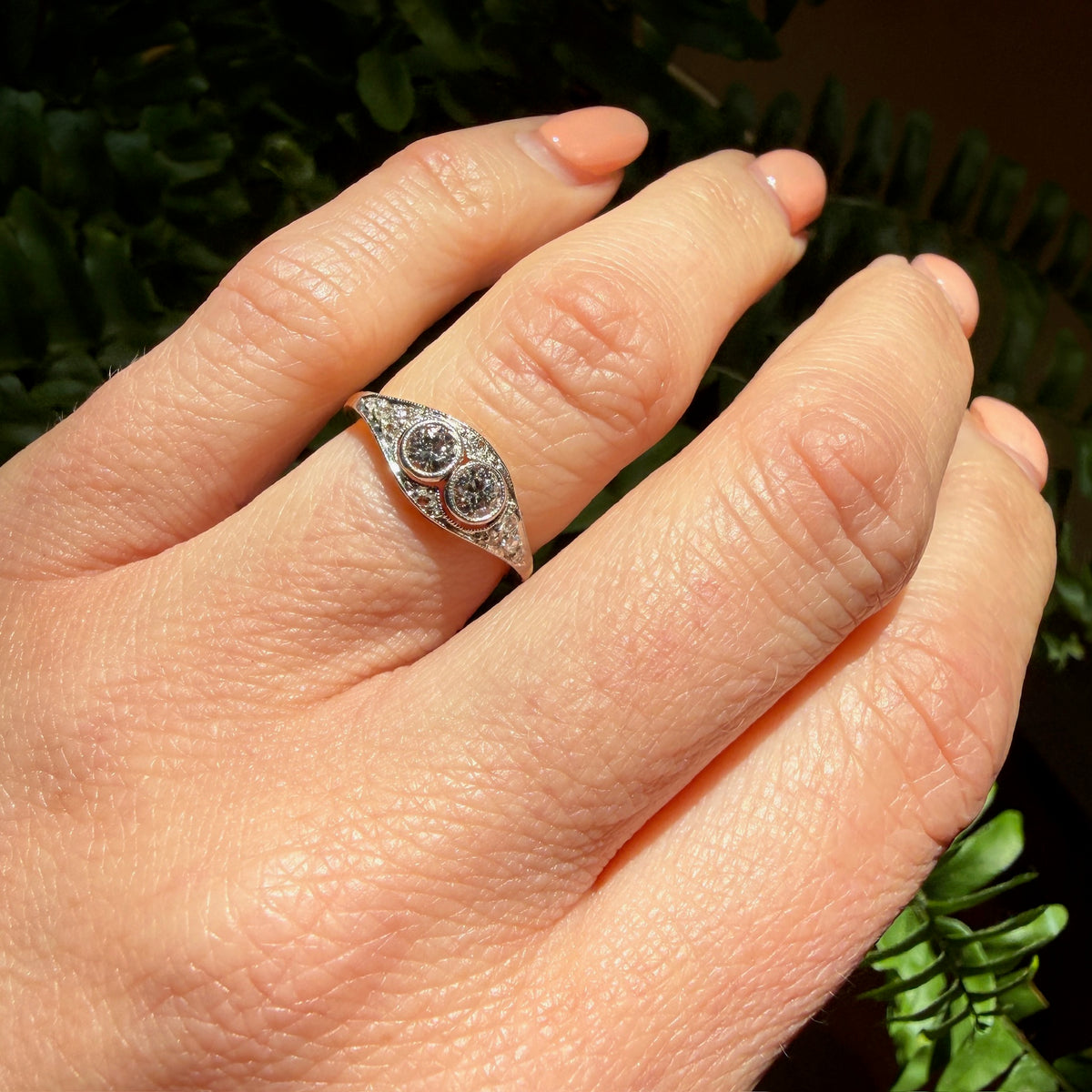 Edwardian Double Diamond Ring